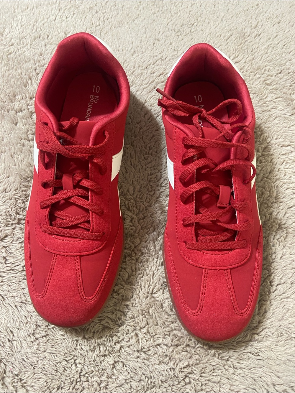 New- Never Worn- No Boundaries Red Women's Sneakers with White Side Accent